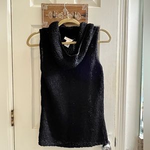 Loose knit cowl neck sleeveless top